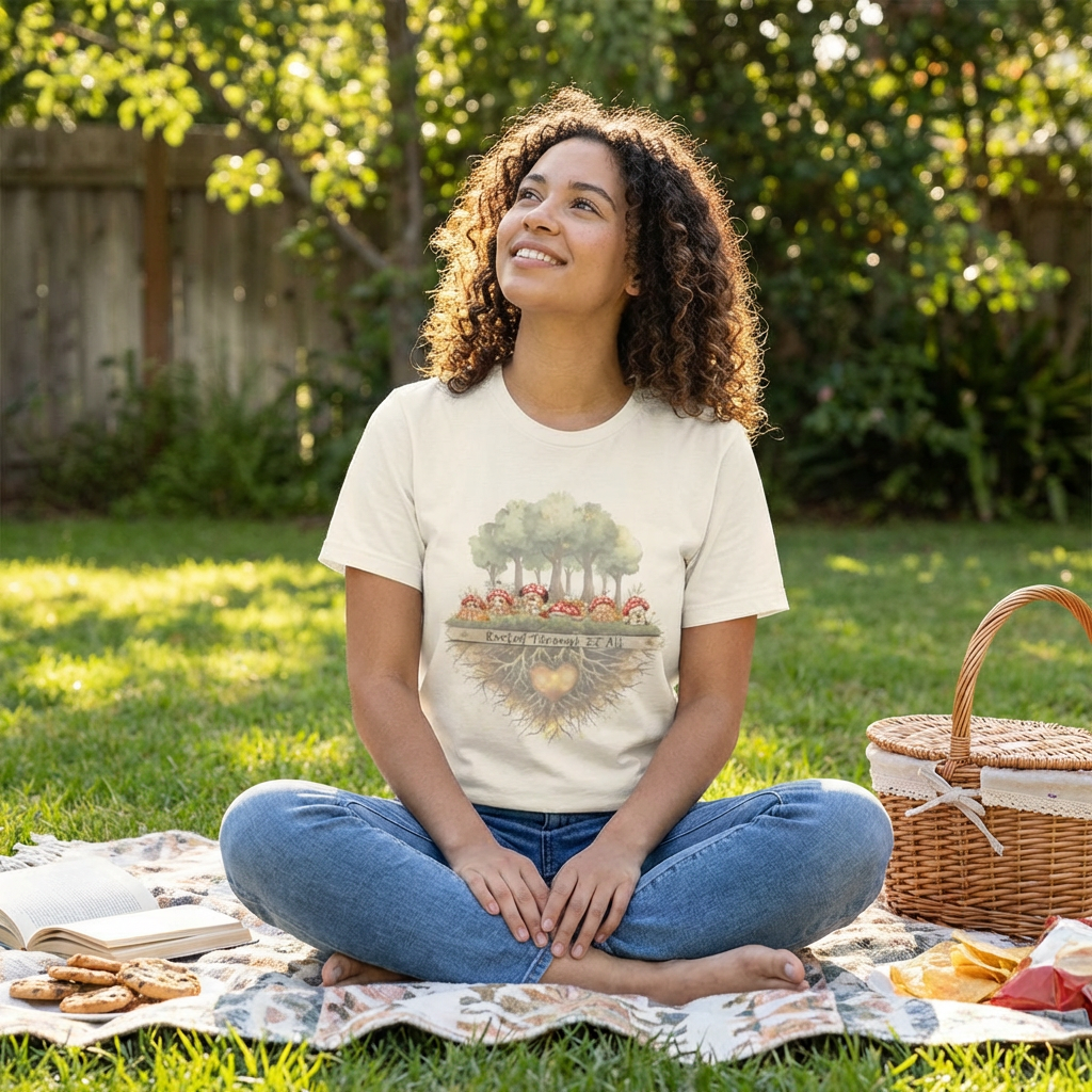 Rooted Through It All | Mushroom Mental Health Shirt | Emoshrooms Graphic Tee
