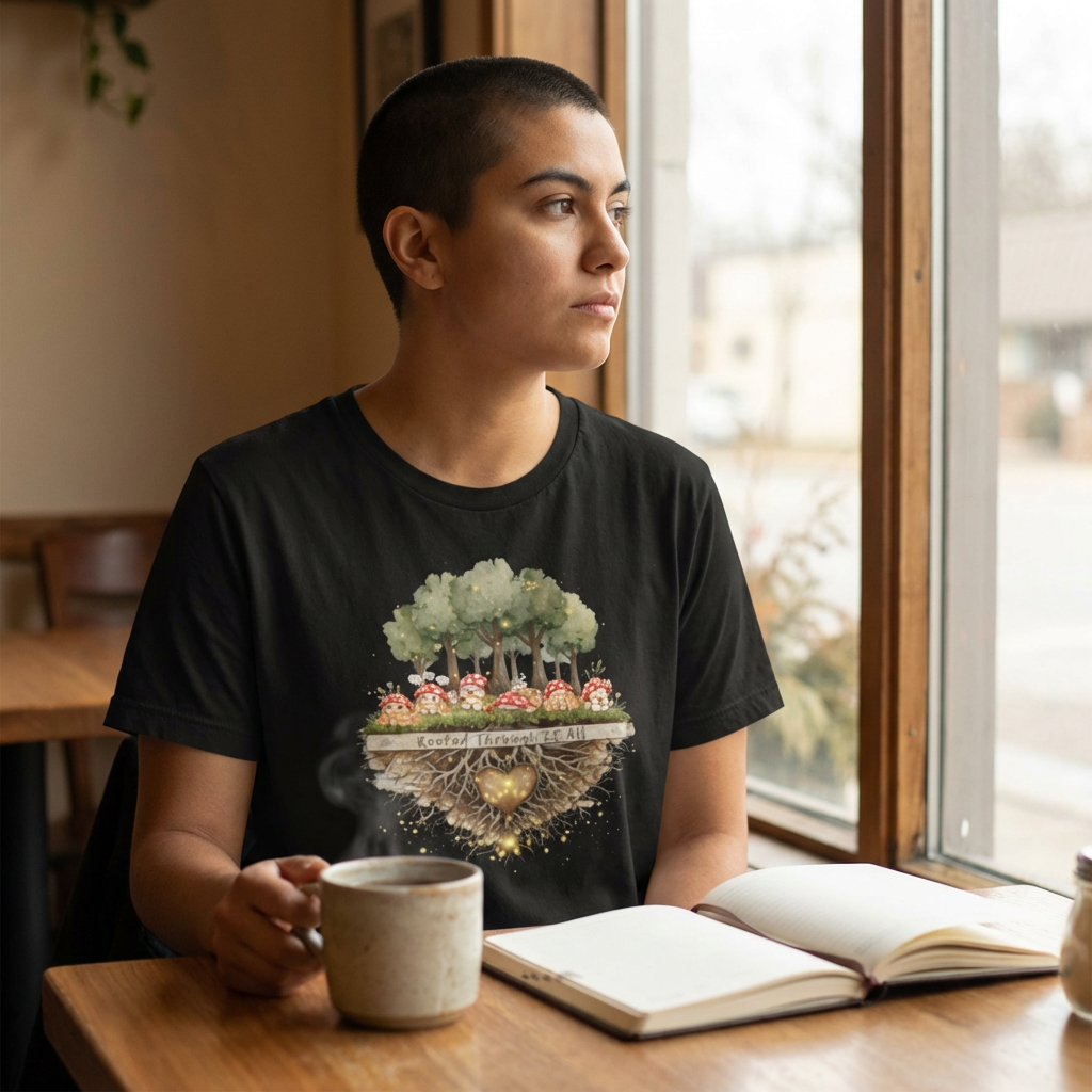 Rooted Through It All | Mushroom Mental Health Shirt | Emoshrooms Graphic Tee