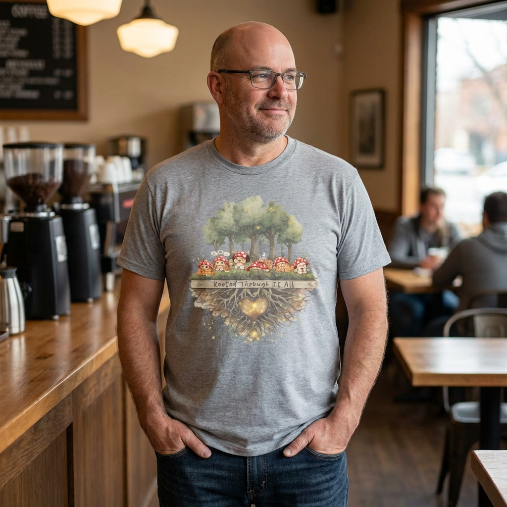 Rooted Through It All | Mushroom Mental Health Shirt | Emoshrooms Graphic Tee
