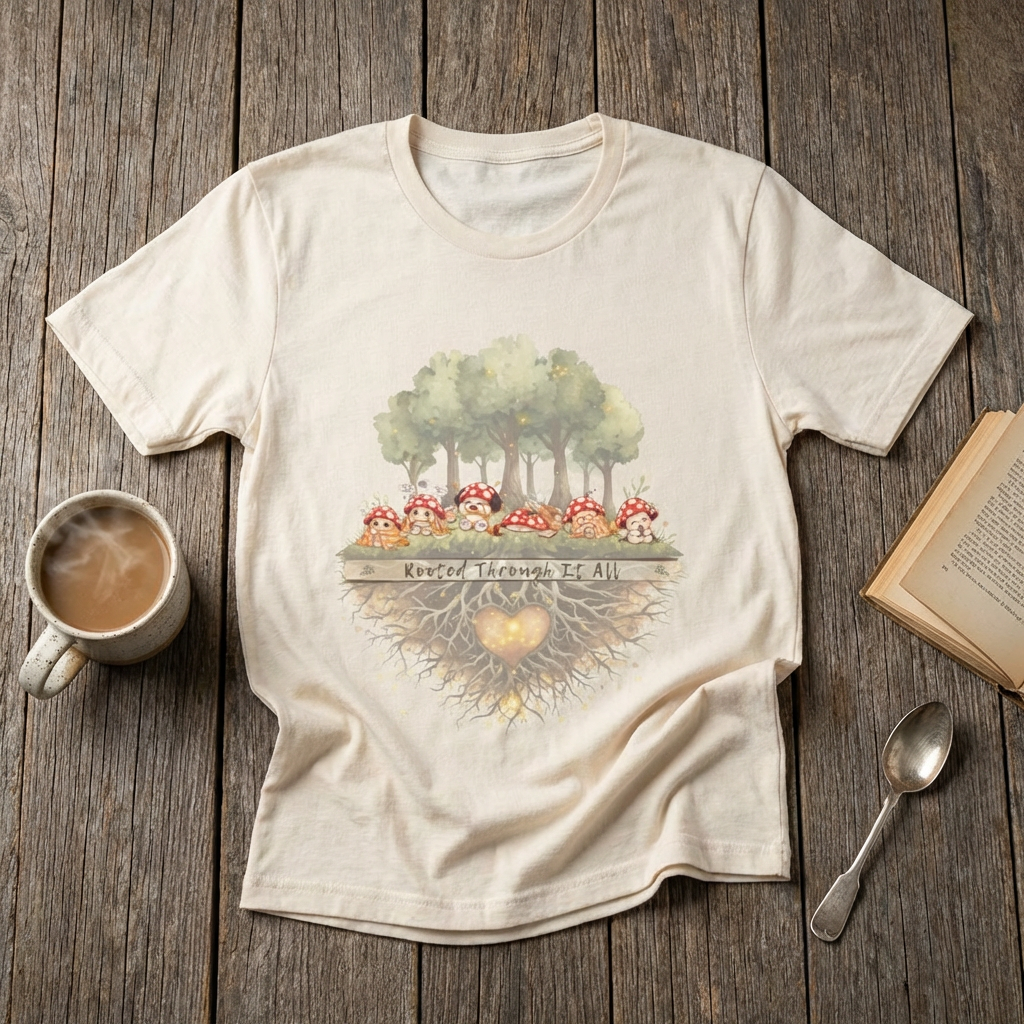 Rooted Through It All | Mushroom Mental Health Shirt | Emoshrooms Graphic Tee