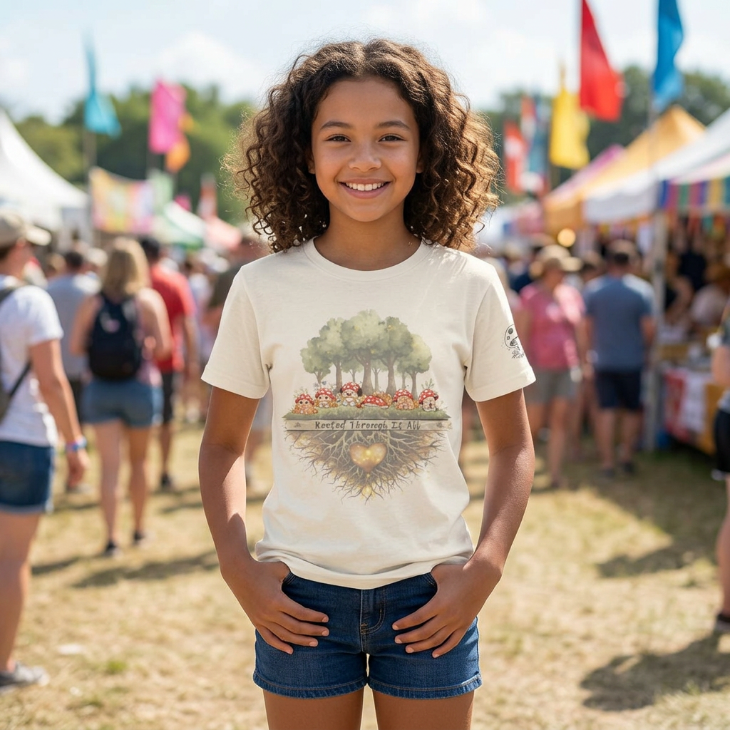 Rooted Through It All Youth Tee | Emoshrooms Mental Health Shirt for Kids