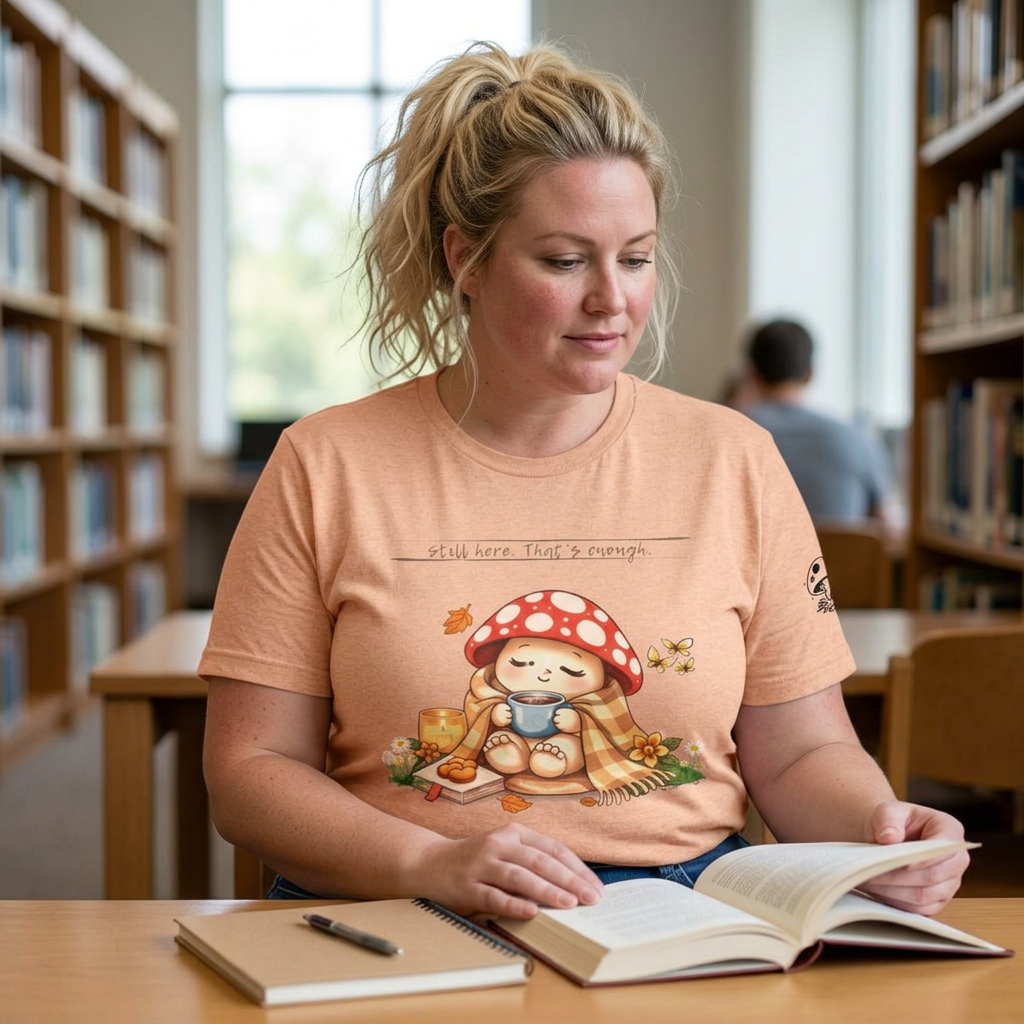 Still Here. That's Enough. | Bloomspore Recovering Emoshroom Mental Health Shirt