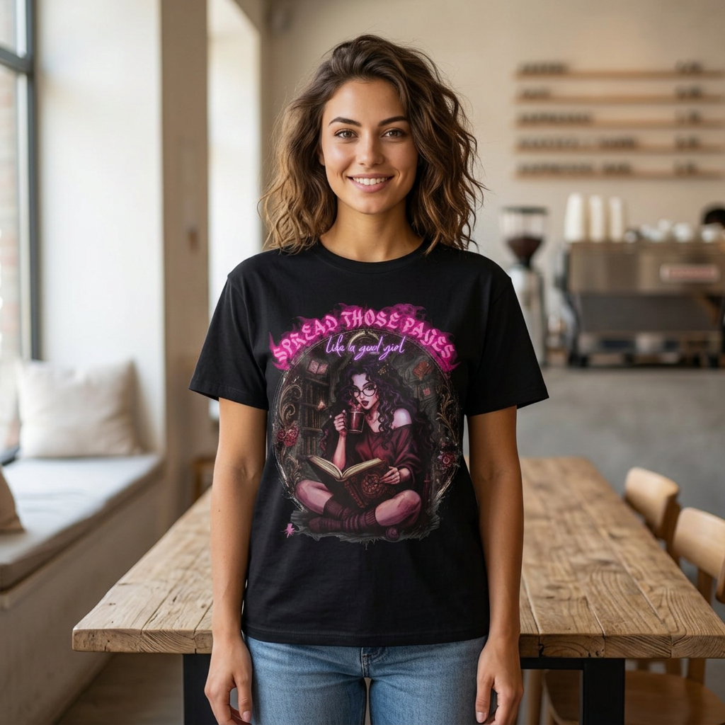 "Spread Those Pages Like a Good Girl" Comfort Colors Tee | Dark Academia Bookish Shirt | Spicy Romantasy Reader Gift | Smut Book Merch