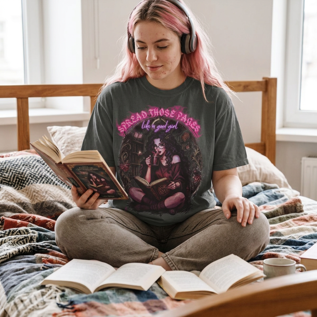 "Spread Those Pages Like a Good Girl" Comfort Colors Tee | Dark Academia Bookish Shirt | Spicy Romantasy Reader Gift | Smut Book Merch