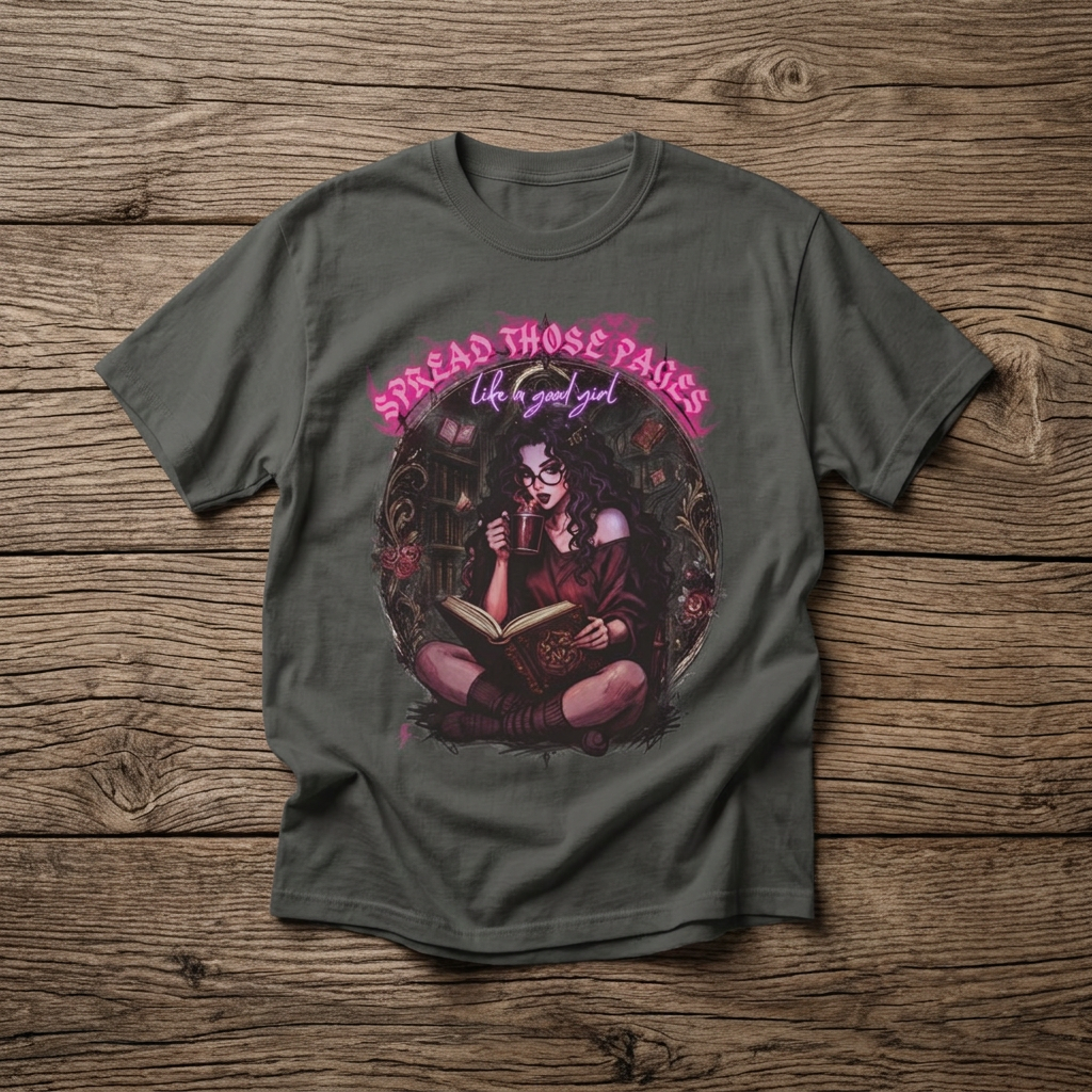 "Spread Those Pages Like a Good Girl" Comfort Colors Tee | Dark Academia Bookish Shirt | Spicy Romantasy Reader Gift | Smut Book Merch